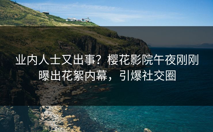 业内人士又出事？樱花影院午夜刚刚曝出花絮内幕，引爆社交圈