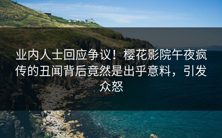 业内人士回应争议！樱花影院午夜疯传的丑闻背后竟然是出乎意料，引发众怒