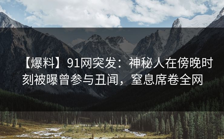 【爆料】91网突发：神秘人在傍晚时刻被曝曾参与丑闻，窒息席卷全网