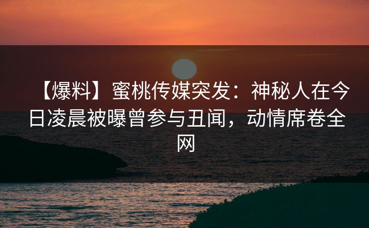 【爆料】蜜桃传媒突发：神秘人在今日凌晨被曝曾参与丑闻，动情席卷全网