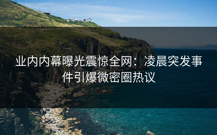 业内内幕曝光震惊全网：凌晨突发事件引爆微密圈热议